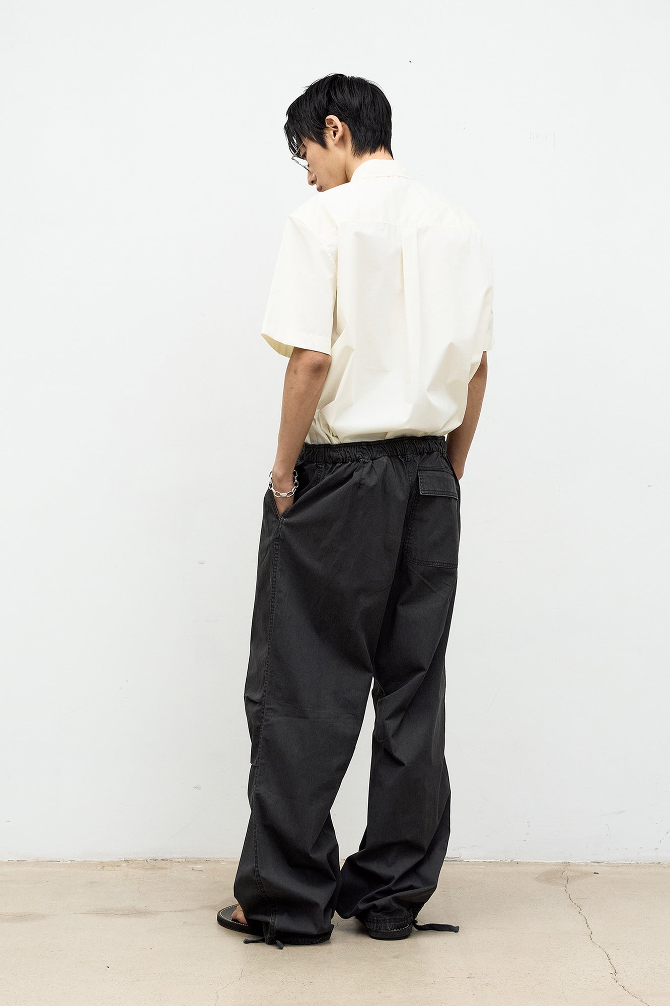 Coor - Drawstring Washed Cotton Pants (Washed Charcoal) product image 4 | TRAB K-Fashion Australia