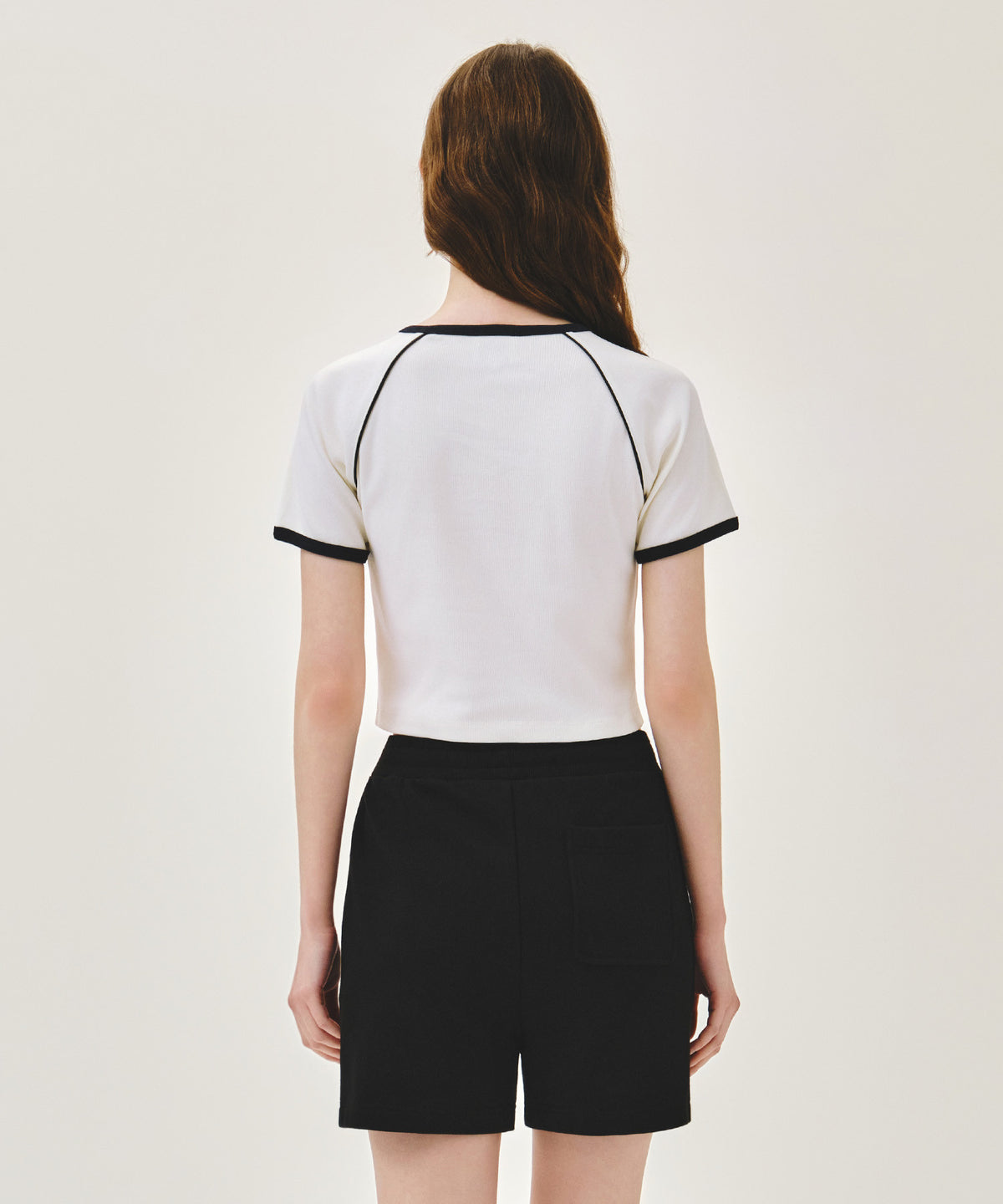 Marithe & Francois Girbaud - Aerocool Small Classic Logo Ringer Slim Crop Tee (Ivory) product image 3 | TRAB K-Fashion Australia
