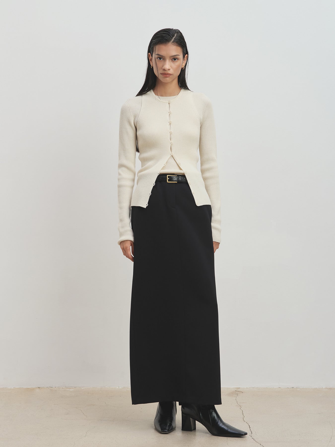 Tonywack - Low-Waisted Wool-Twill Maxi Skirt (Black) product image 2 | TRAB K-Fashion Australia