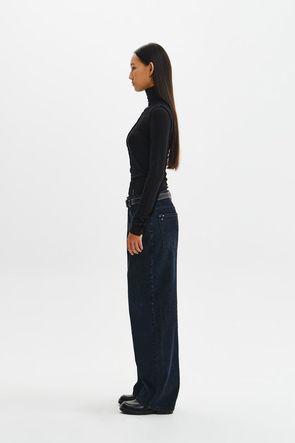 Matin Kim - Raw Cut High Neck Top (Black) product image 8 | TRAB K-Fashion Australia