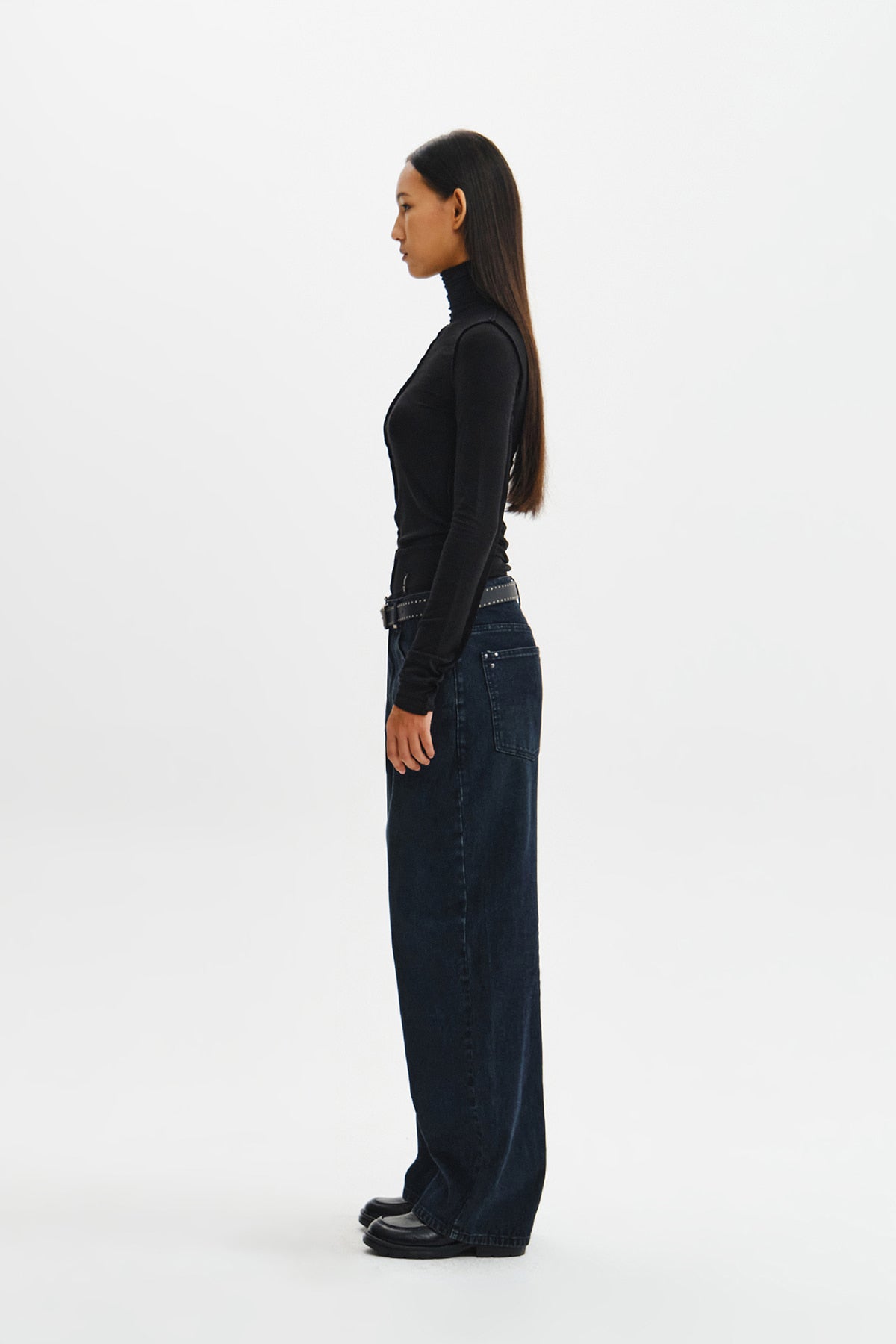 Matin Kim - Raw Cut High Neck Top (Black) product image 8 | TRAB K-Fashion Australia