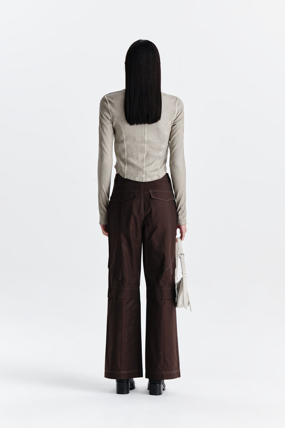 Matin Kim - Knee Point Tuck Wide Pants (Brown) product image 7 | TRAB K-Fashion Australia