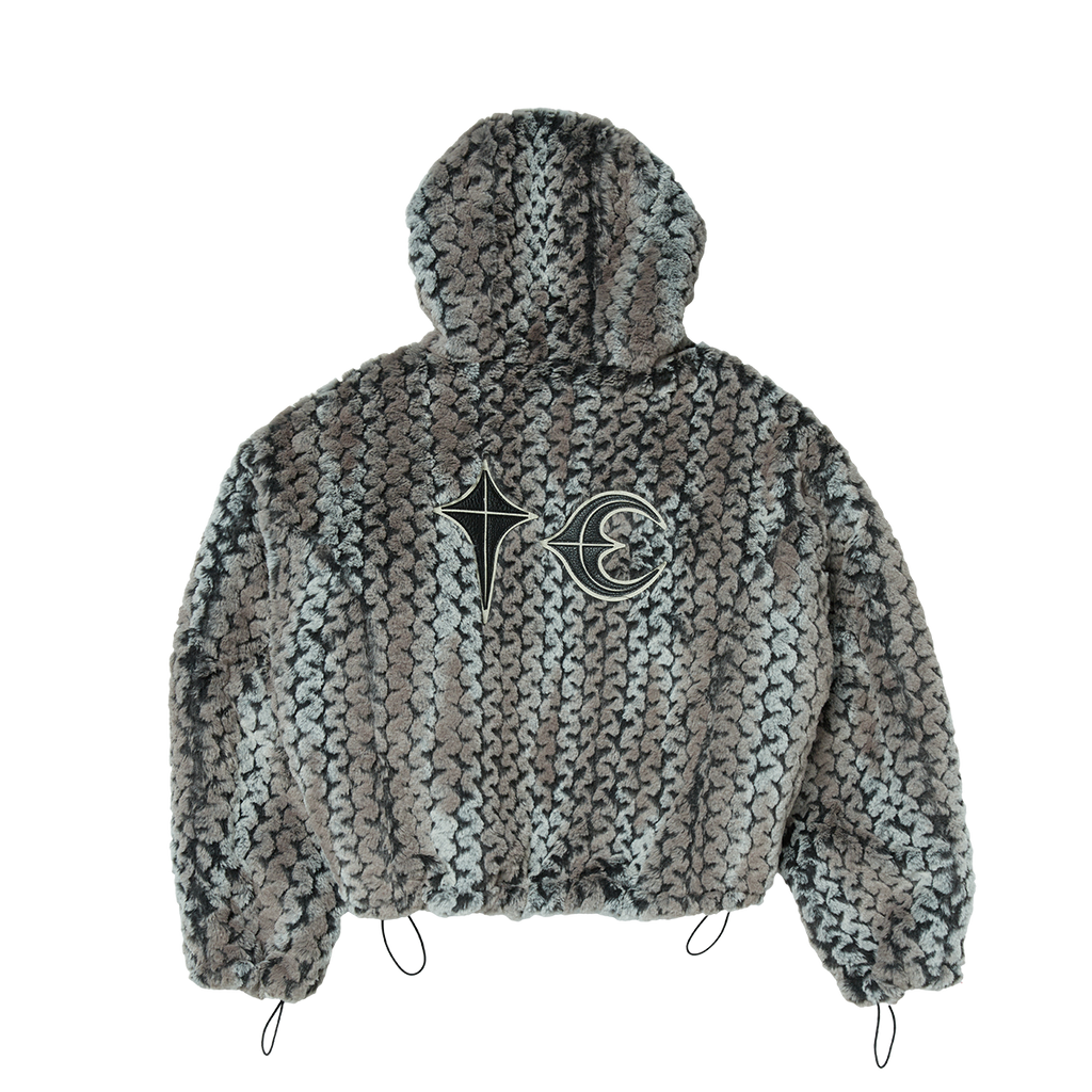 Thug Club - TC Wavy Leopard Fur Jacket (Ivory/Black) product image 1 | TRAB K-Fashion Australia