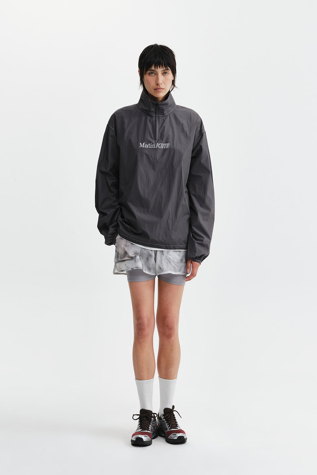 Matin Kim - Matin Pace Logo Half Zip Top (Charcoal) product image 9 | TRAB K-Fashion Australia