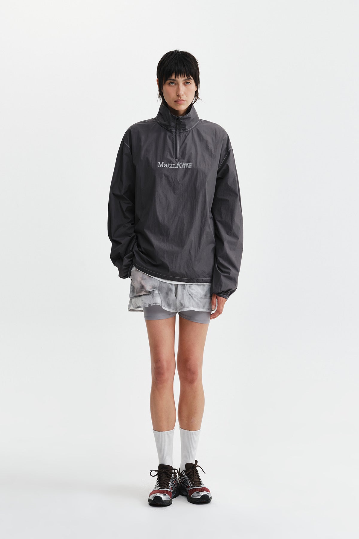 Matin Kim - Matin Pace Logo Half Zip Top (Charcoal) product image 9 | TRAB K-Fashion Australia