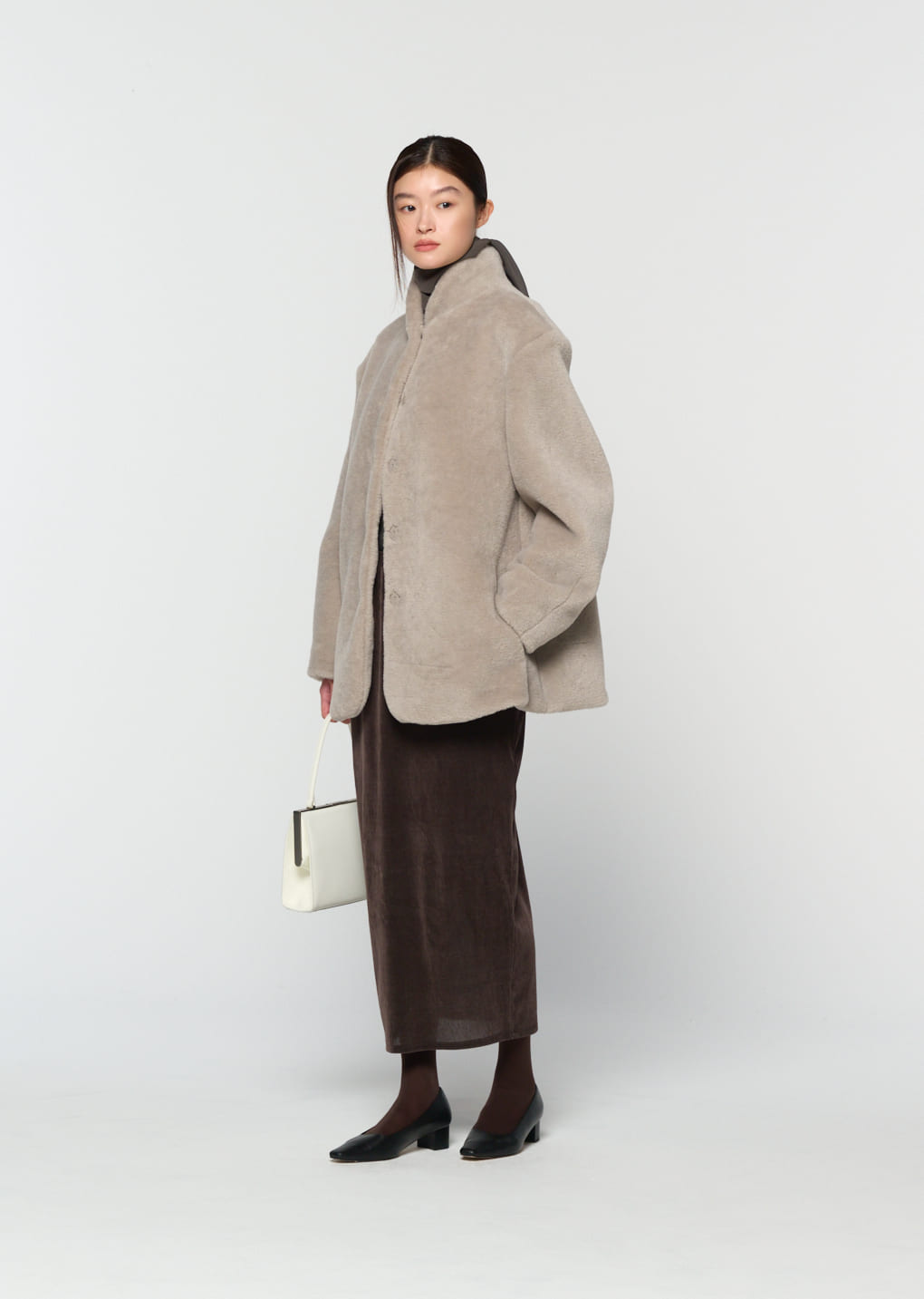 Amomento - shearling mid jacket (Grey) product image 7 | TRAB K-Fashion Australia