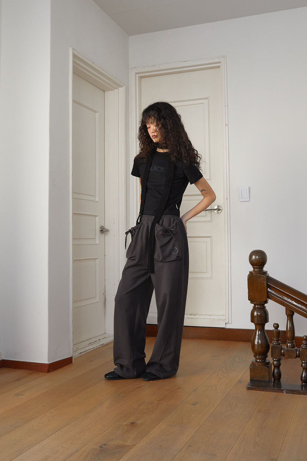 Matin Kim - Volume Pocket Sweatpants (Charcoal) product image 12 | TRAB K-Fashion Australia