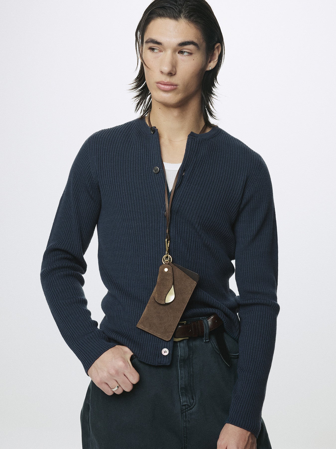 Tonywack - Super Fine Merino Wool Ribbed Cardigan (Slate Navy) product image 9 | TRAB K-Fashion Australia