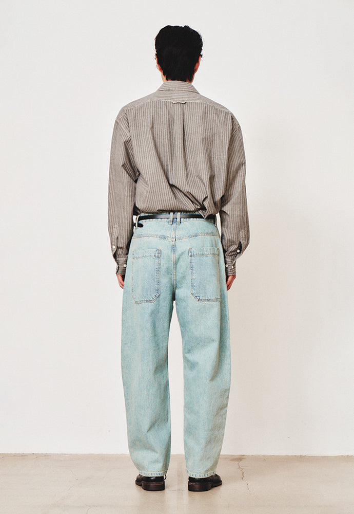 Art if acts - One Tuck Curve Denim Pants (Washed Light Blue) product image 3 | TRAB K-Fashion Australia