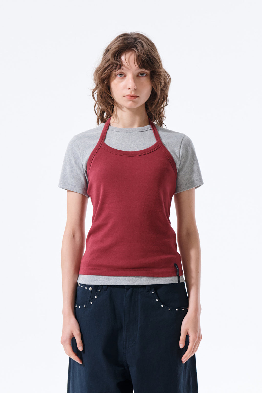 Matin Kim - Label Detail Halter Tank Top (Wine) product image 6 | TRAB K-Fashion Australia