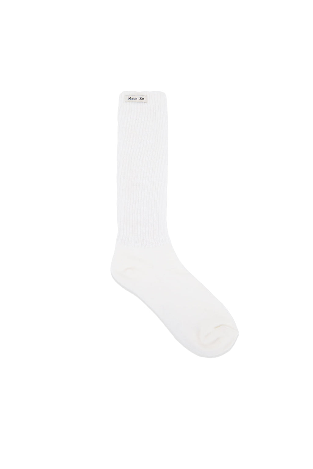 Matin Kim - Small Logo Point Ribbed Socks (White) product image 1 | TRAB K-Fashion Australia