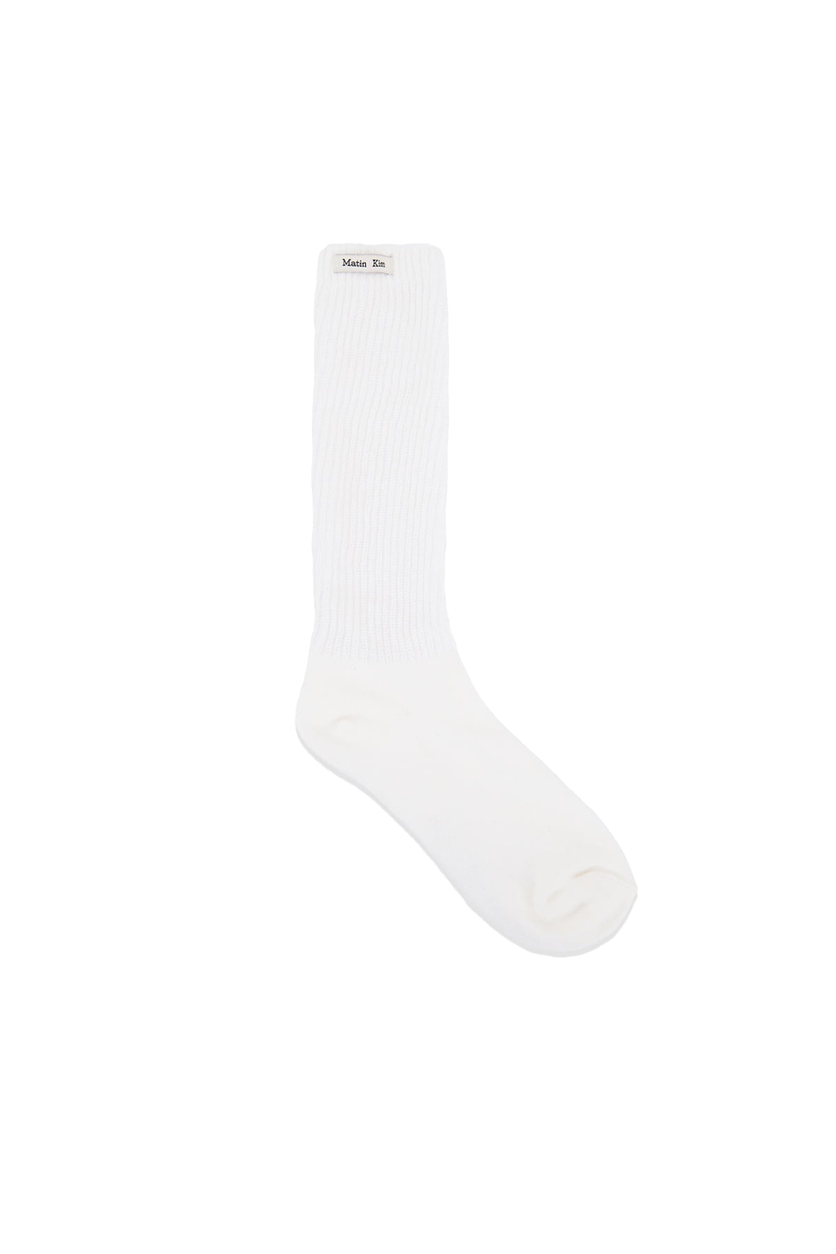 Matin Kim - Small Logo Point Ribbed Socks (White) product image 1 | TRAB K-Fashion Australia