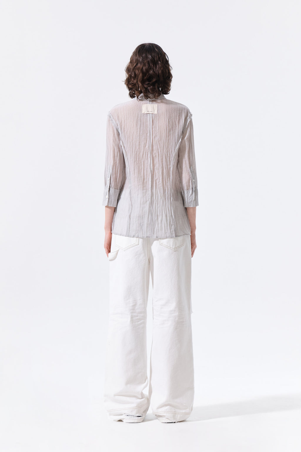 Matin Kim - Raw Edge Crinkle Blouse (Light Grey) product image 8 | TRAB K-Fashion Australia