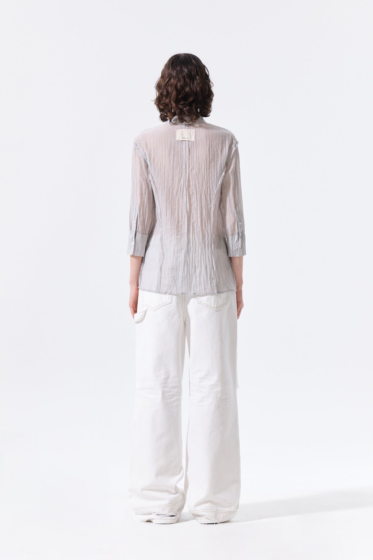 Matin Kim - Raw Edge Crinkle Blouse (Light Grey) product image 8 | TRAB K-Fashion Australia