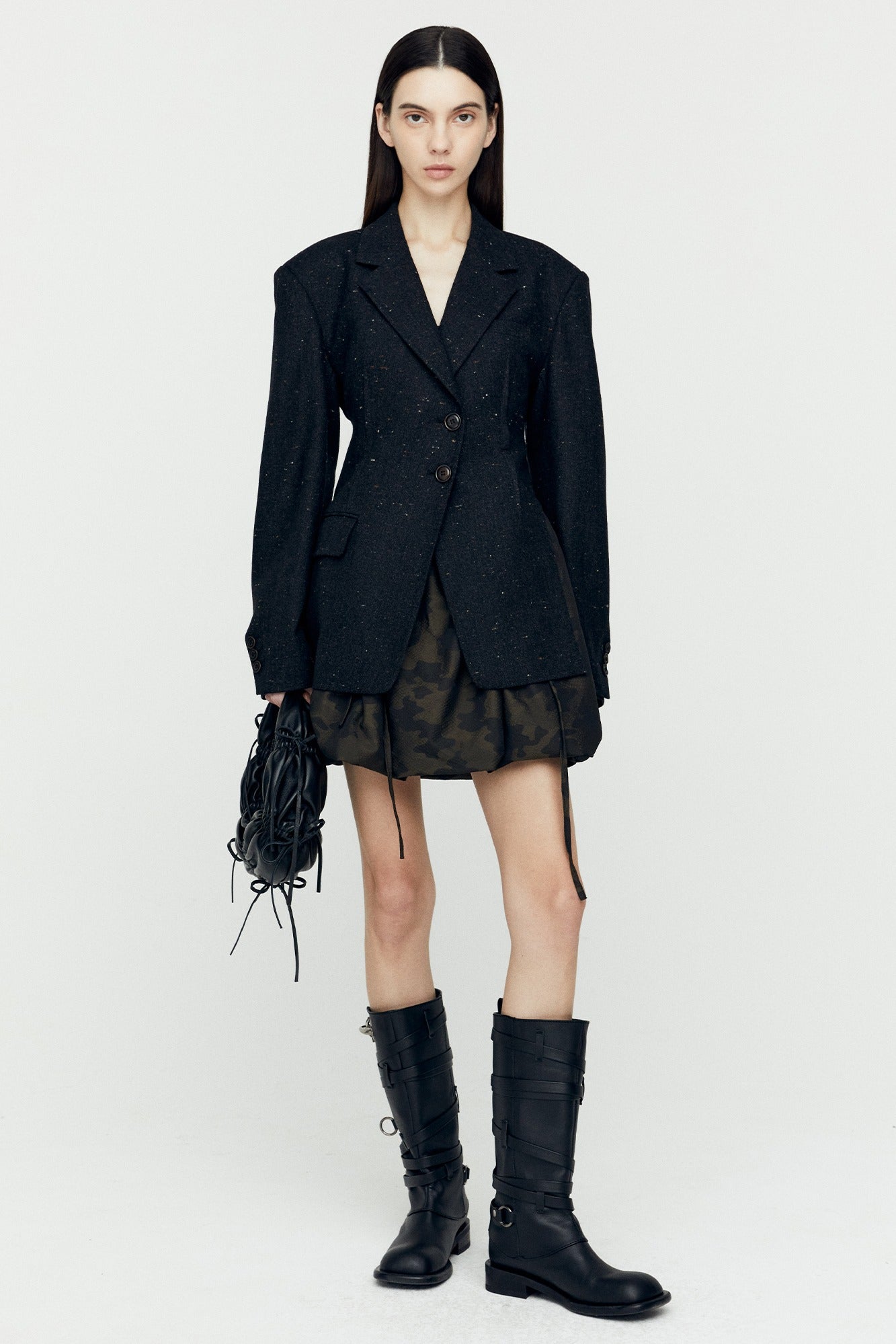 Andersson Bell - Nep Wool Cut-Out Harness Jacket (Black) product image 1 | TRAB K-Fashion Australia