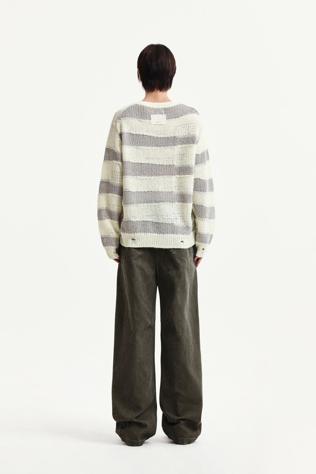 Matin Kim - Texture Block Stripe Knit Pullover (Light Yellow) product image 12 | TRAB K-Fashion Australia