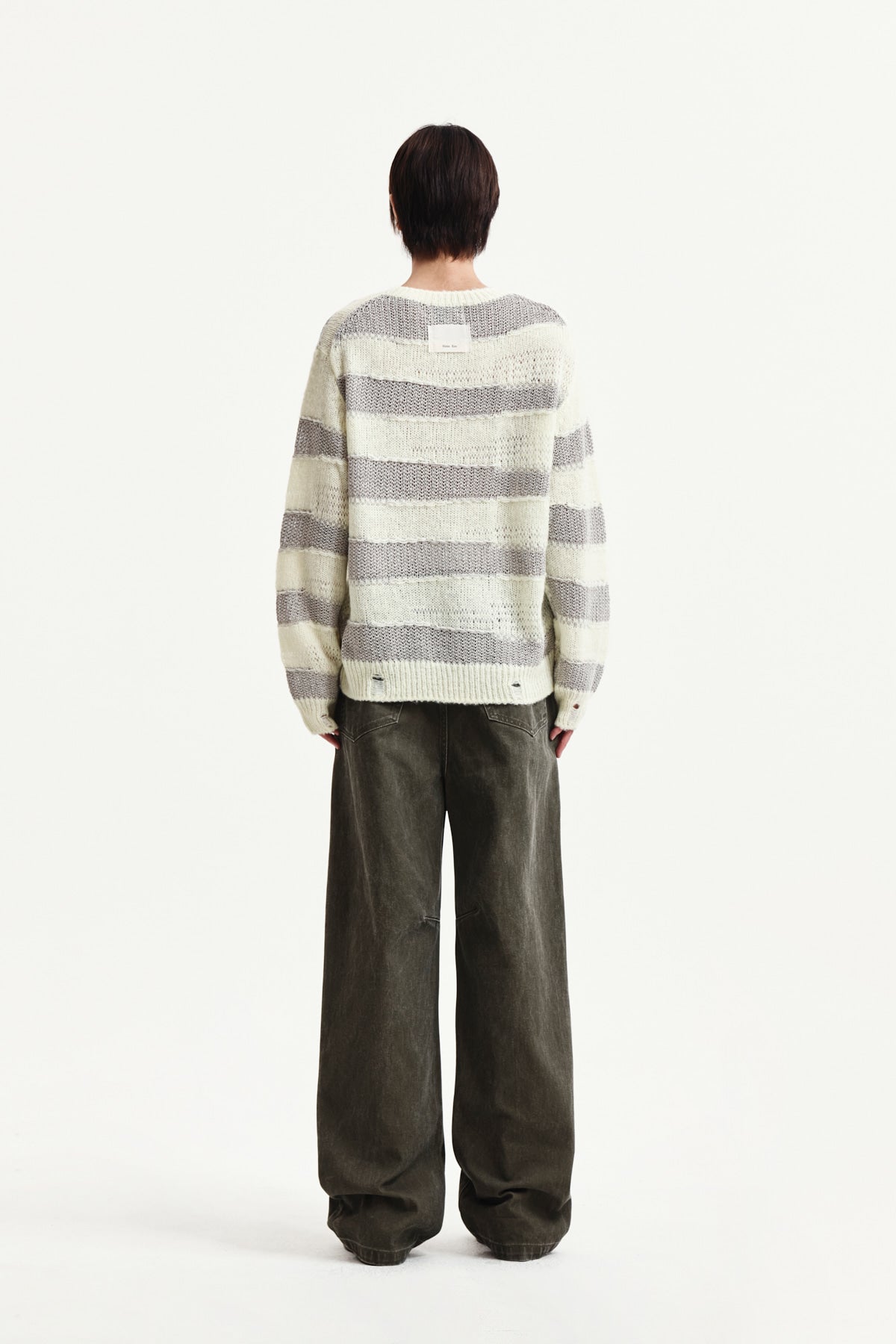 Matin Kim - Texture Block Stripe Knit Pullover (Light Yellow) product image 12 | TRAB K-Fashion Australia