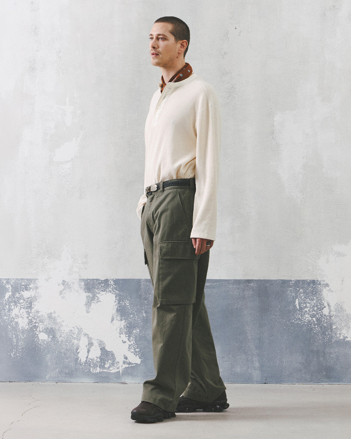 Eastlogue - Anchor Line Henley Neck L.s T-shirts (Cream) product image 1 | TRAB K-Fashion Australia