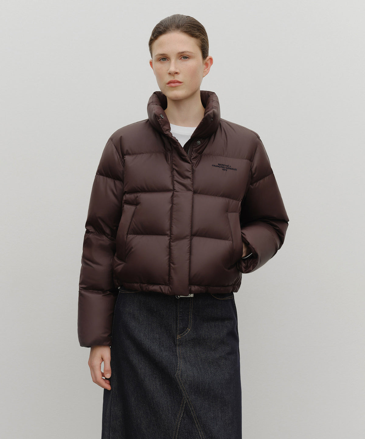 Marithe & Francois Girbaud - Basic Crop Down Jacket (Burgundy) product image 1 | TRAB K-Fashion Australia