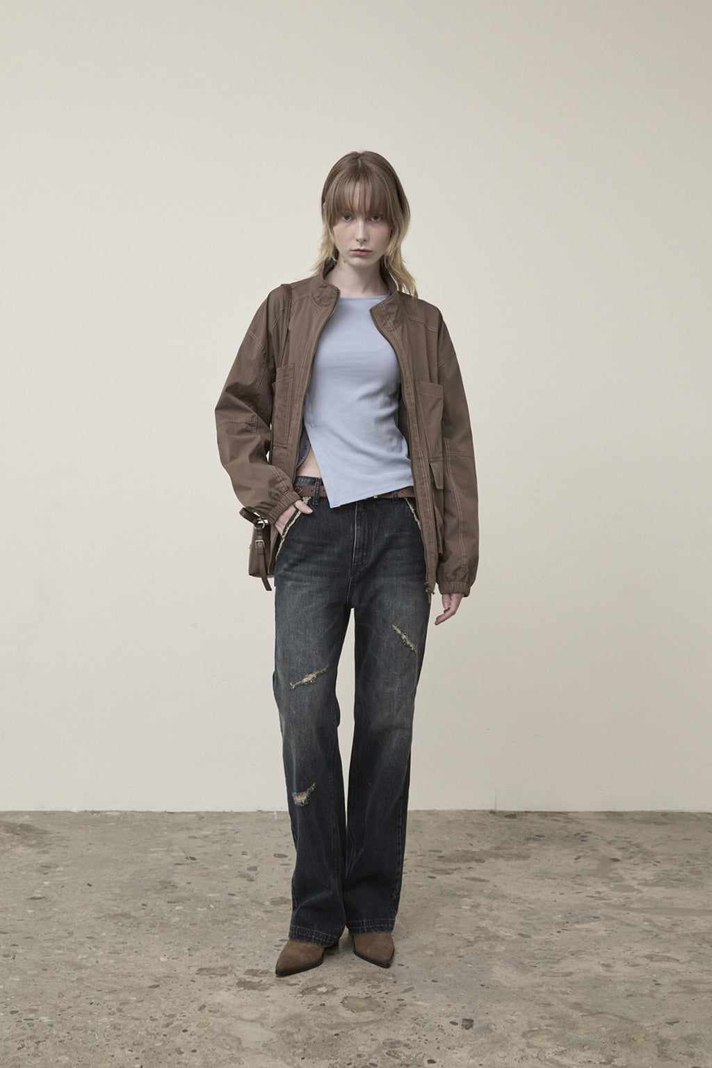Matin Kim - Utility Bomber Jumper (Khaki Brown) product image 8 | TRAB K-Fashion Australia