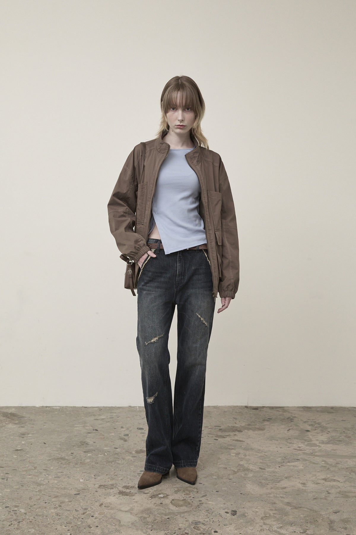 Matin Kim - Utility Bomber Jumper (Khaki Brown) product image 8 | TRAB K-Fashion Australia