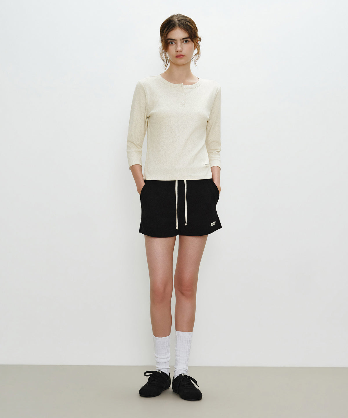 Marithe & Francois Girbaud - Basic Henley Neck 3/4 Sleeve (Oatmeal) product image 4 | TRAB K-Fashion Australia