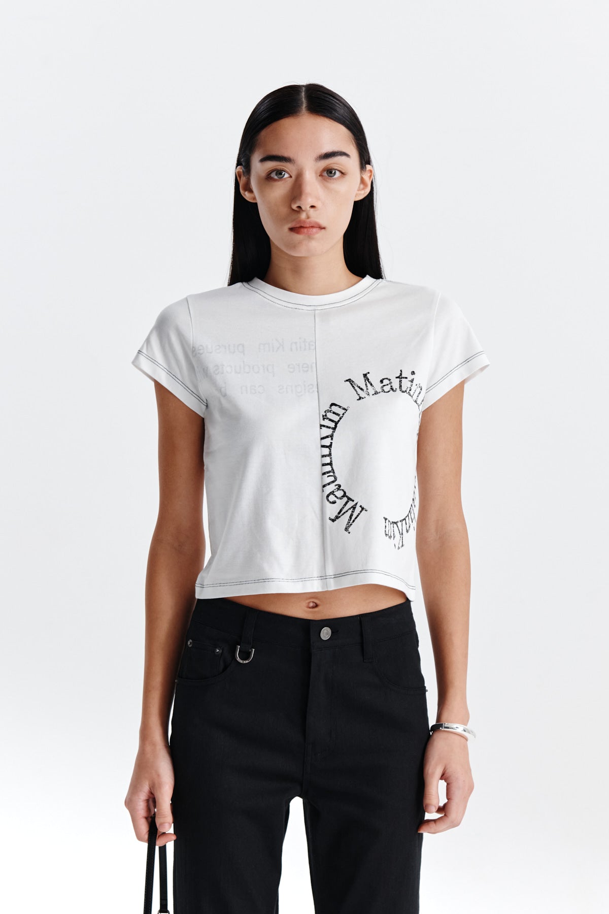 Matin Kim - Print Mixed Crop Top (White) product image 10 | TRAB K-Fashion Australia