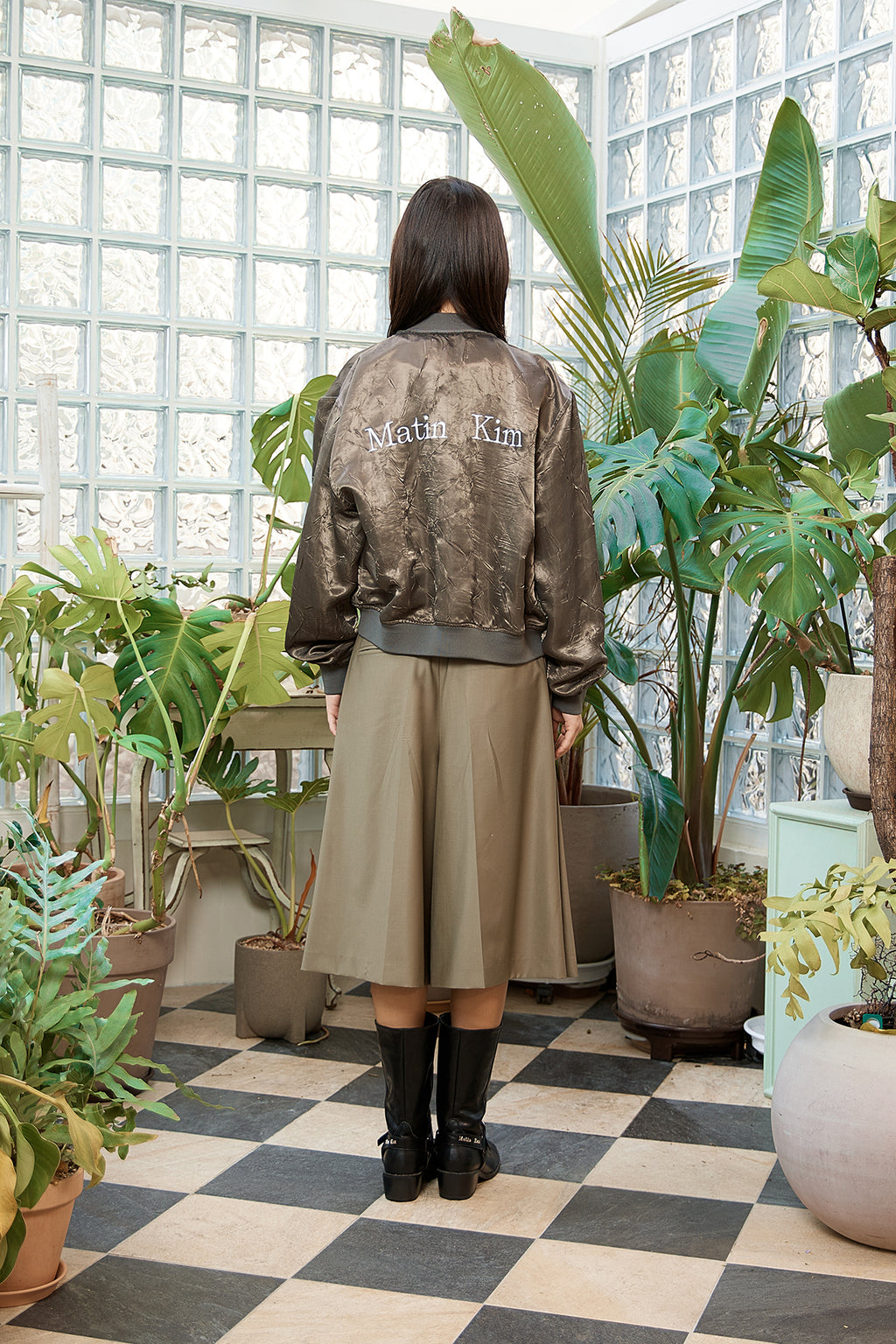 Matin Kim - Back Logo Crinkle Blouson (Khaki) product image 8 | TRAB K-Fashion Australia