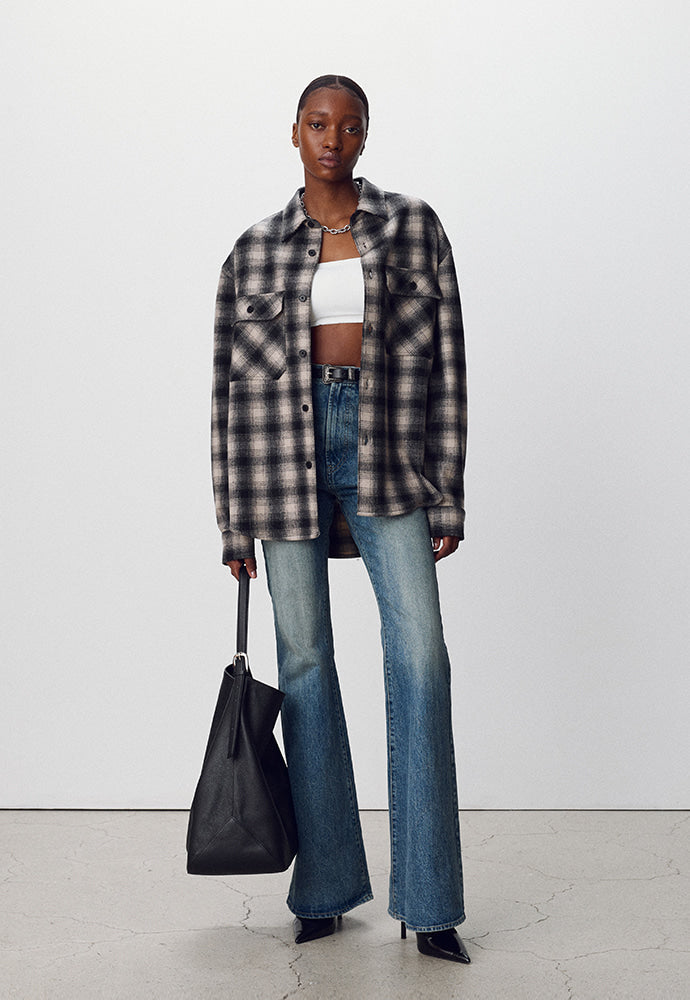 Tonywack - Ombré Wool Check Shirt (Black/Ecru) product image 1 | TRAB K-Fashion Australia