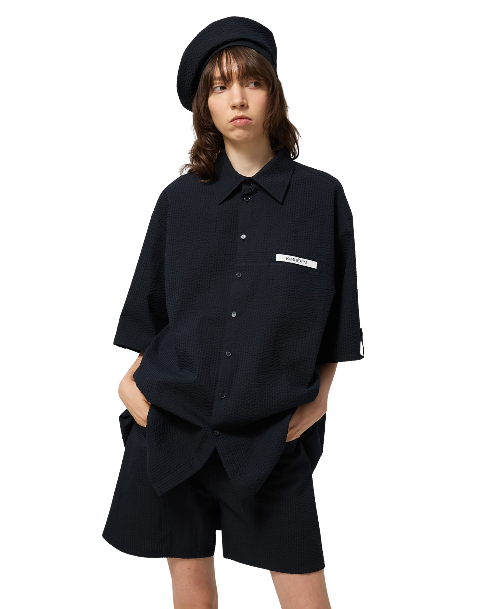 Kimhe Kim - Stripped Label Short Sleeves Shirt (Black) product image 17 | TRAB K-Fashion Australia