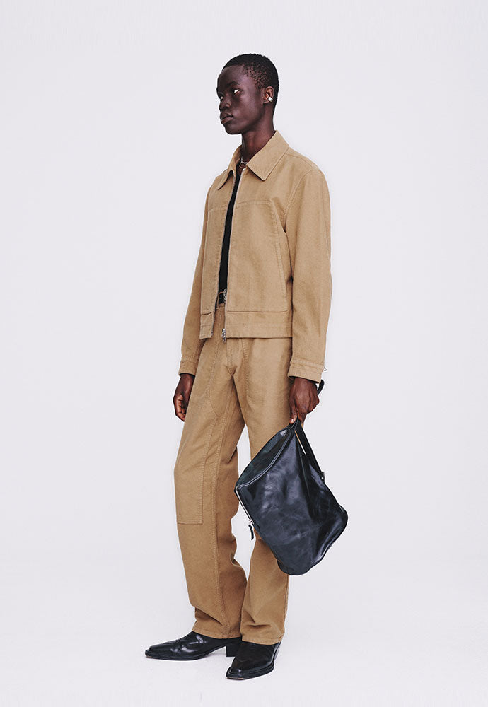 Tonywack - Garment-Washed Moleskin Zip Blouson Jacket (Washed Beige) product image 3 | TRAB K-Fashion Australia