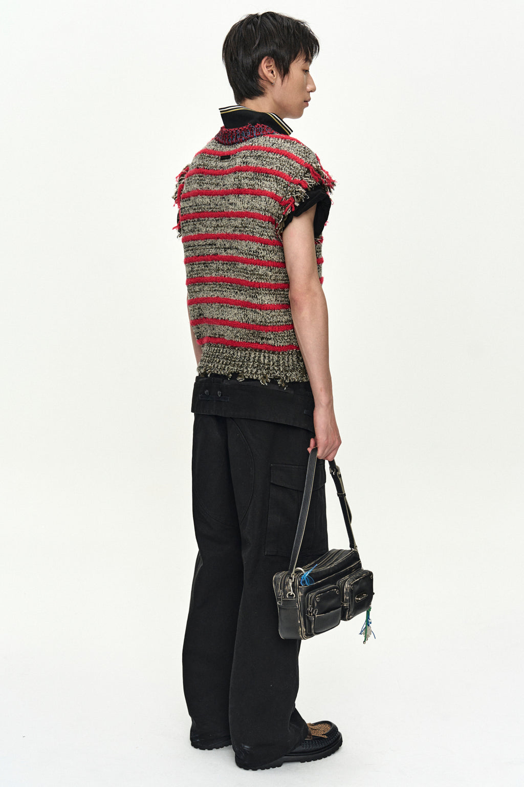 Andersson Bell - Fringe Stripe Wool Crew-Neck Vest (Red/Melange) product image 3 | TRAB K-Fashion Australia