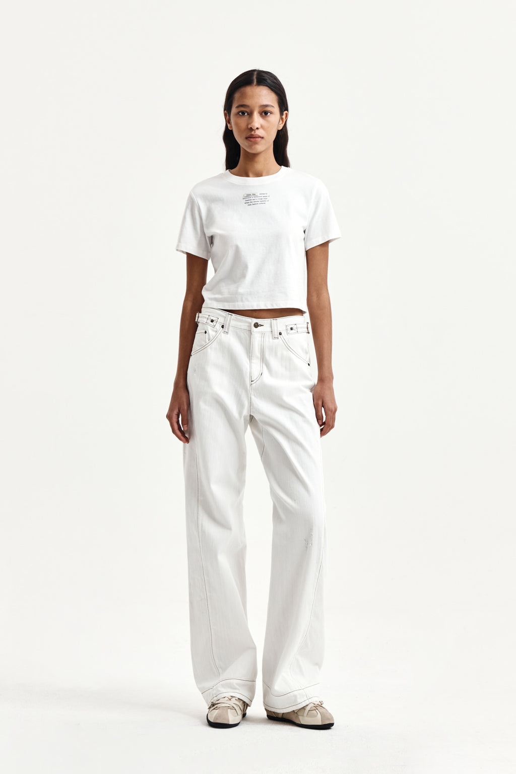 Matin Kim - Label Point Lettering Crop Top (White) product image 8 | TRAB K-Fashion Australia