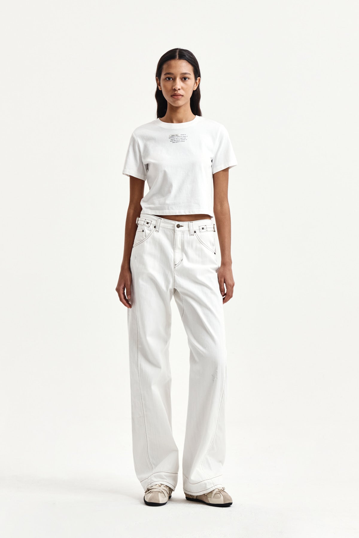 Matin Kim - Label Point Lettering Crop Top (White) product image 8 | TRAB K-Fashion Australia