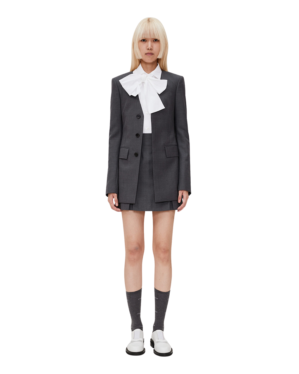 Kimhe Kim - Collarless Wool-Blended Jacket (Grey) product image 1 | TRAB K-Fashion Australia