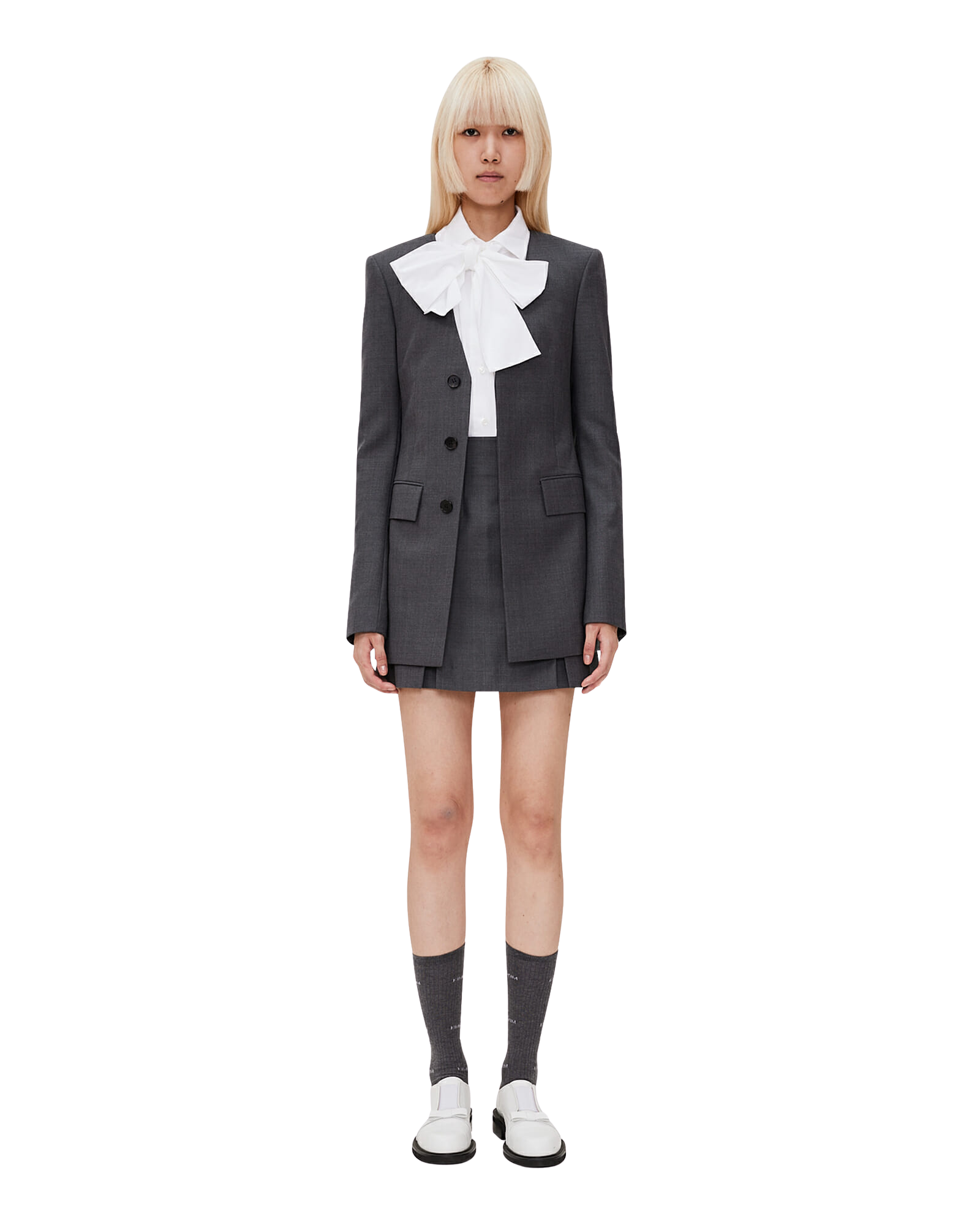 Kimhe Kim - Collarless Wool-Blended Jacket (Grey) product image 1 | TRAB K-Fashion Australia