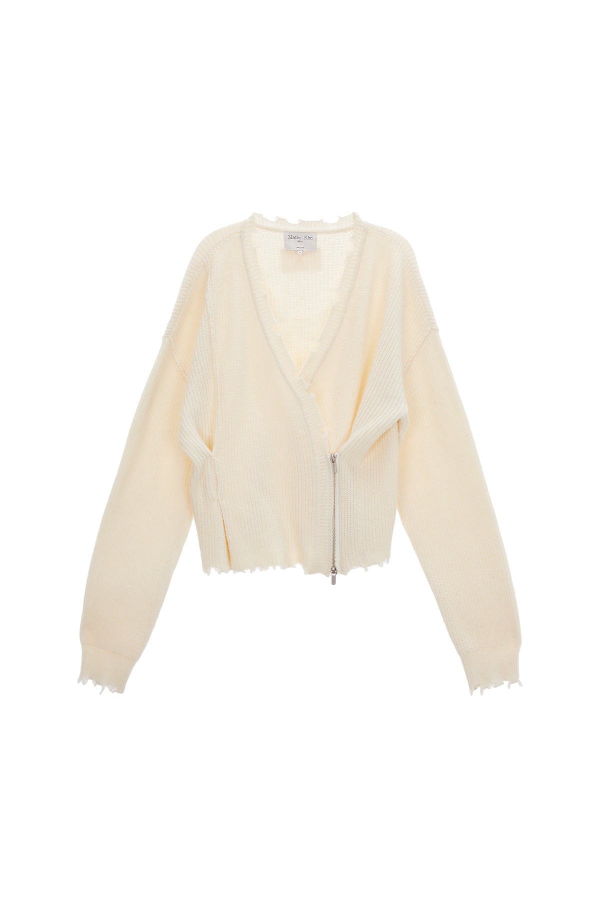 Matin Kim - Pinched Two Way Knit Zip Cardigan (Ivory) product image 1 | TRAB K-Fashion Australia