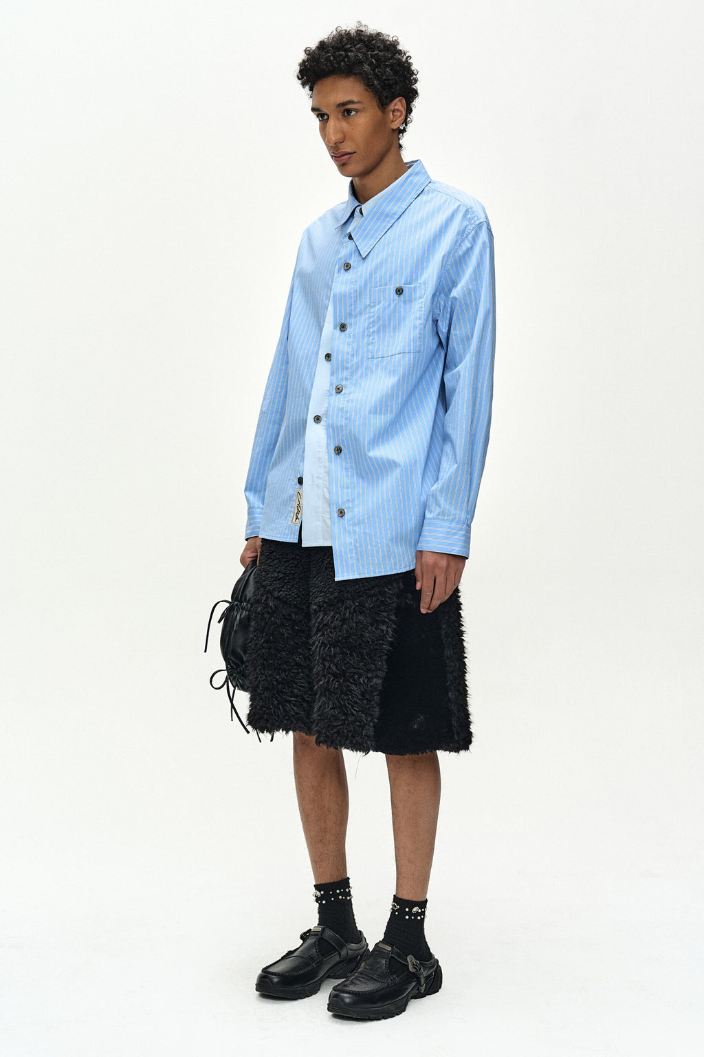 Andersson Bell - Kenley Faux Fur Patchwork Shorts (Black) product image 1 | TRAB K-Fashion Australia