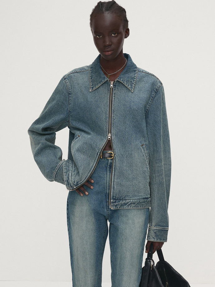 Tonywack - Denim Zippered Jacket (Washed Mid Blue) product image 3 | TRAB K-Fashion Australia