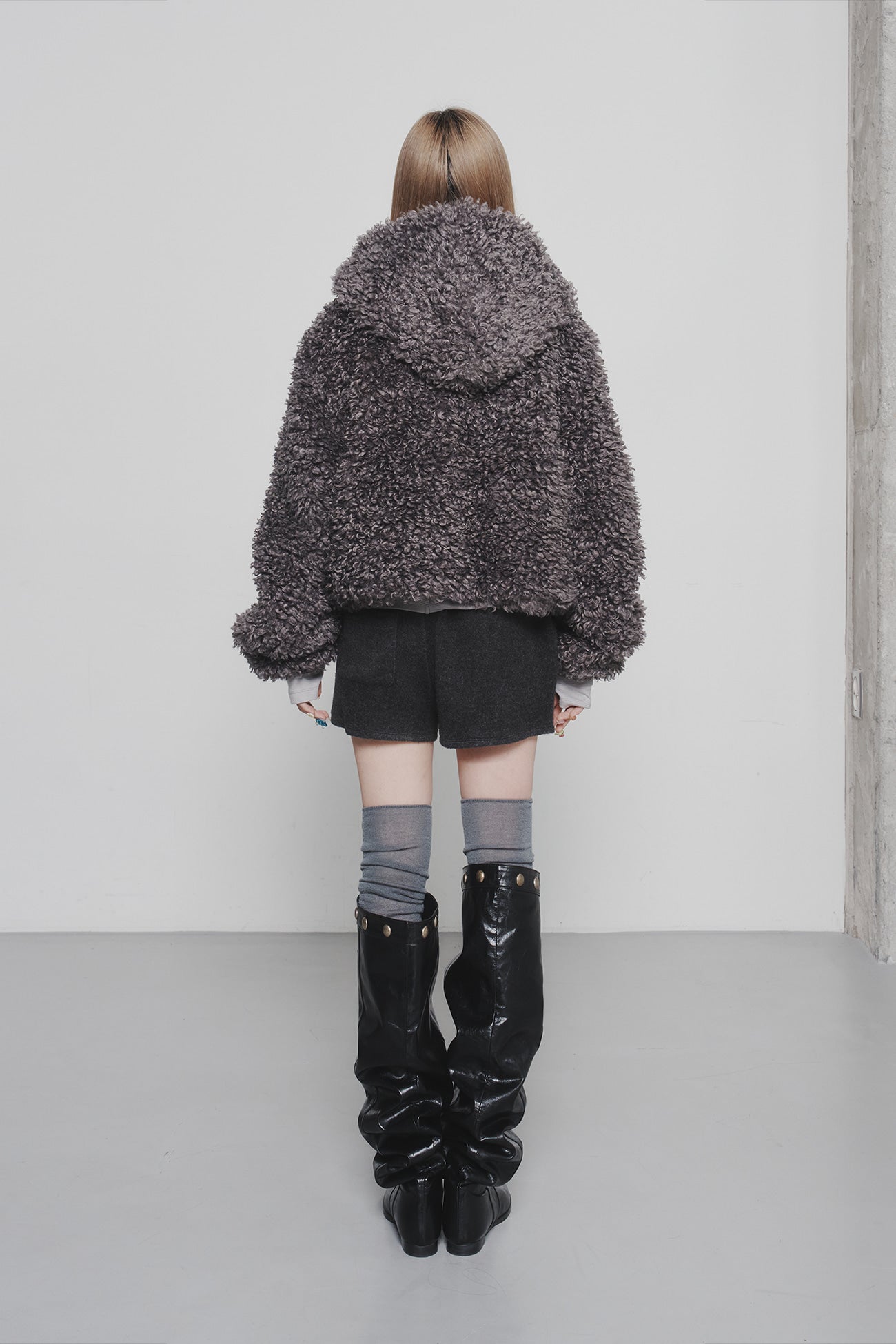 Deinet - Faux Fur Hood Jacket (Charcoal) product image 3 | TRAB K-Fashion Australia