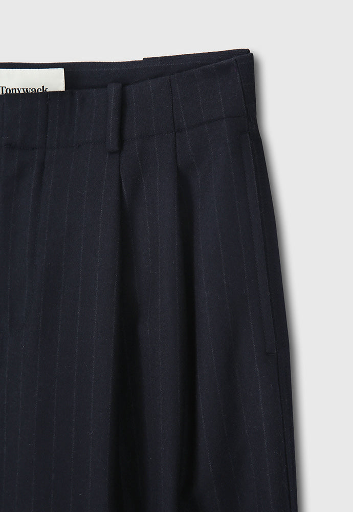 Tonywack - Virgin Wool Double-Pleats Wide Trousers (Navy Pinstripe) product image 9 | TRAB K-Fashion Australia