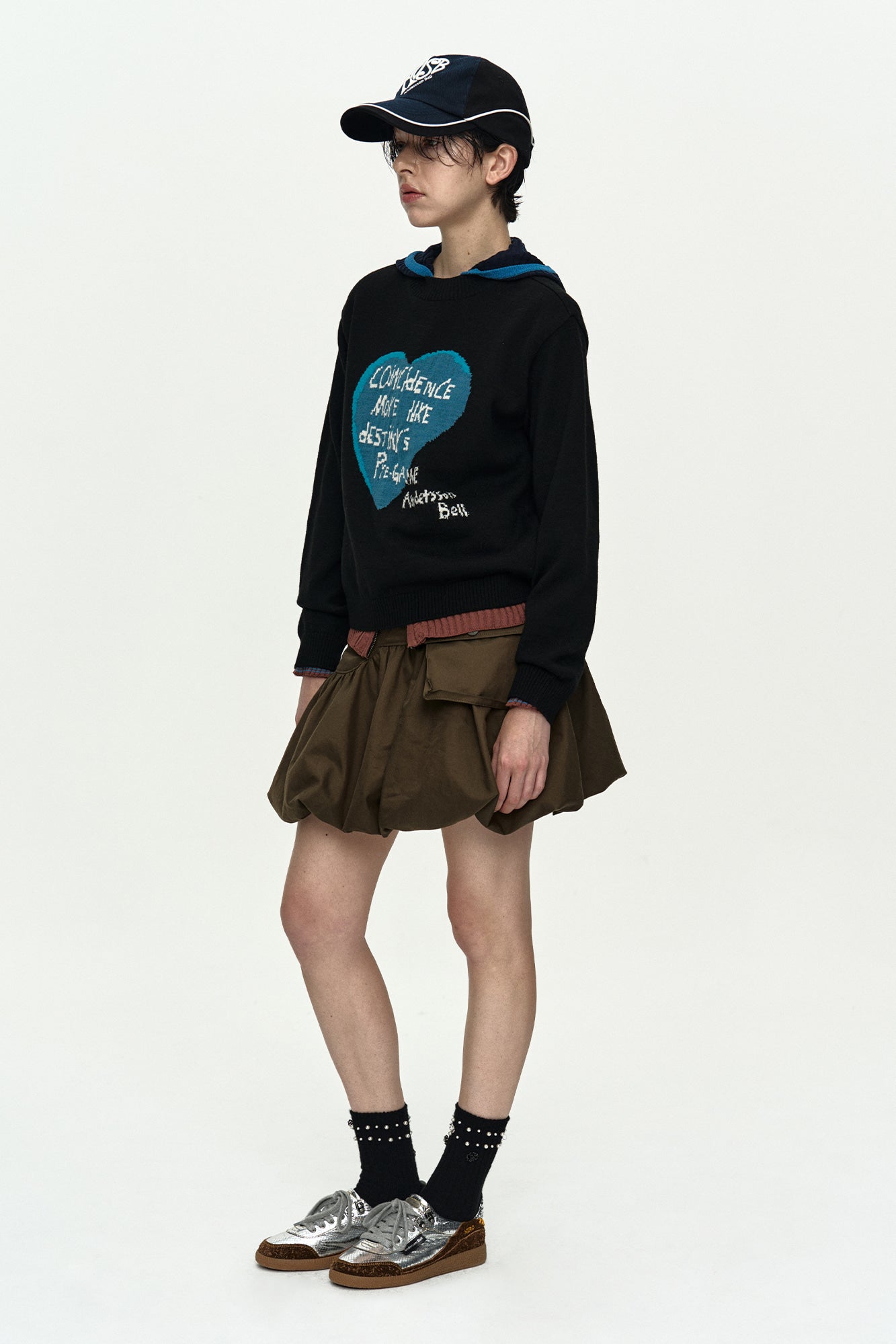 Andersson Bell - Girl's Heart Message Crew-Neck Sweater (Black) product image 4 | TRAB K-Fashion Australia