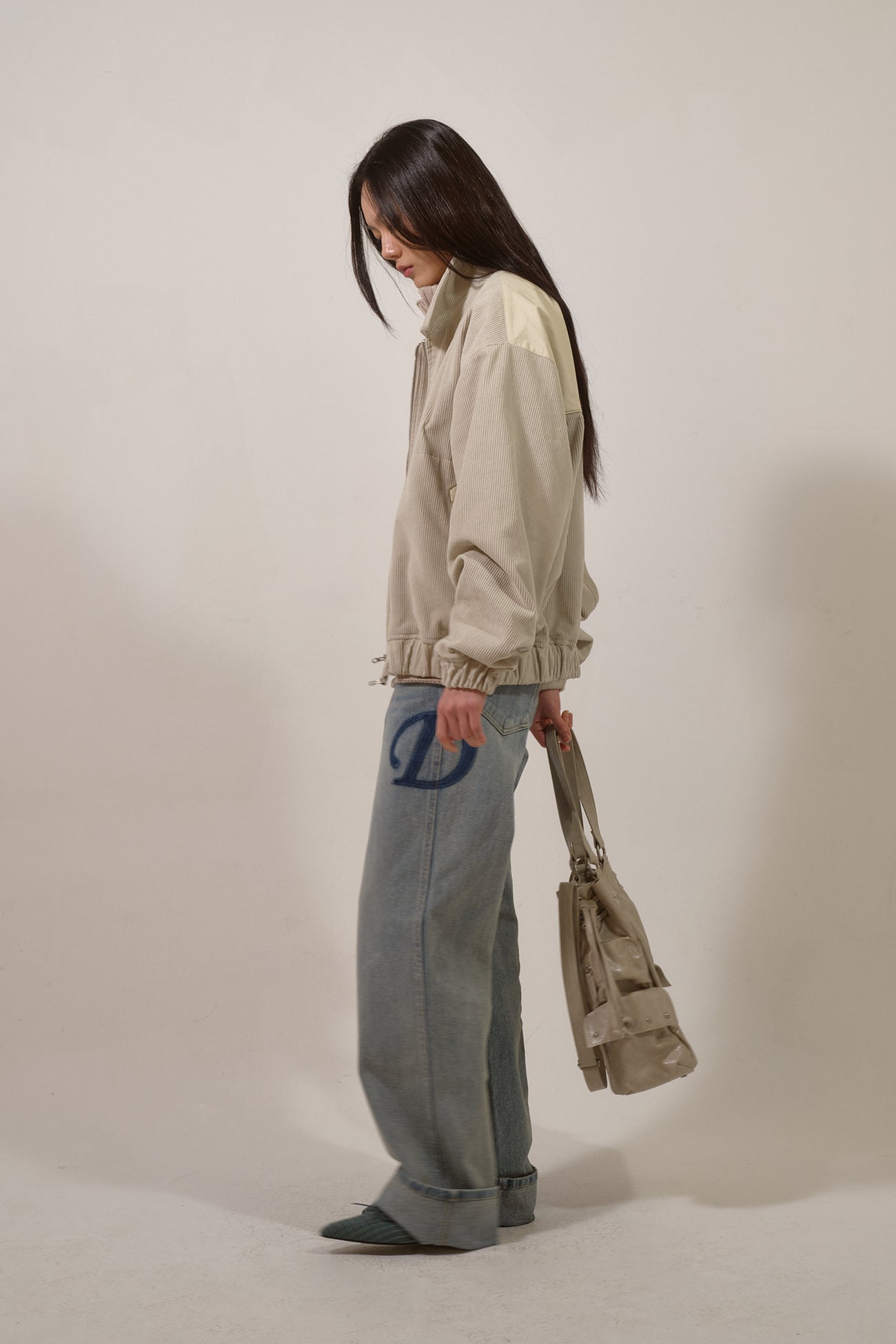Deinet - D & Friends Corduroy Varsity Jacket (Ivory) product image 4 | TRAB K-Fashion Australia