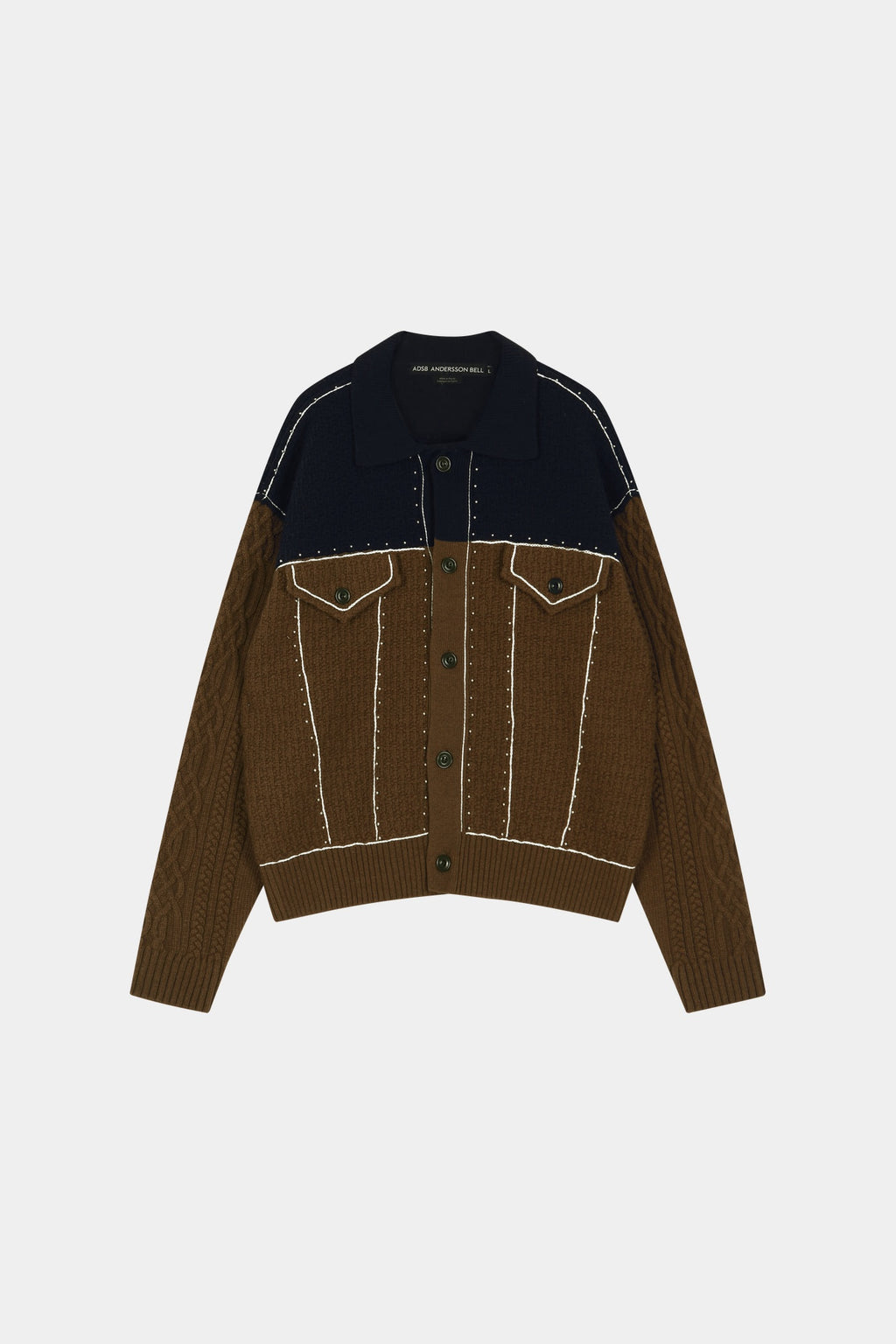 Andersson Bell - Camelon Trucker Cardigan (Brown/Navy) product image 8 | TRAB K-Fashion Australia
