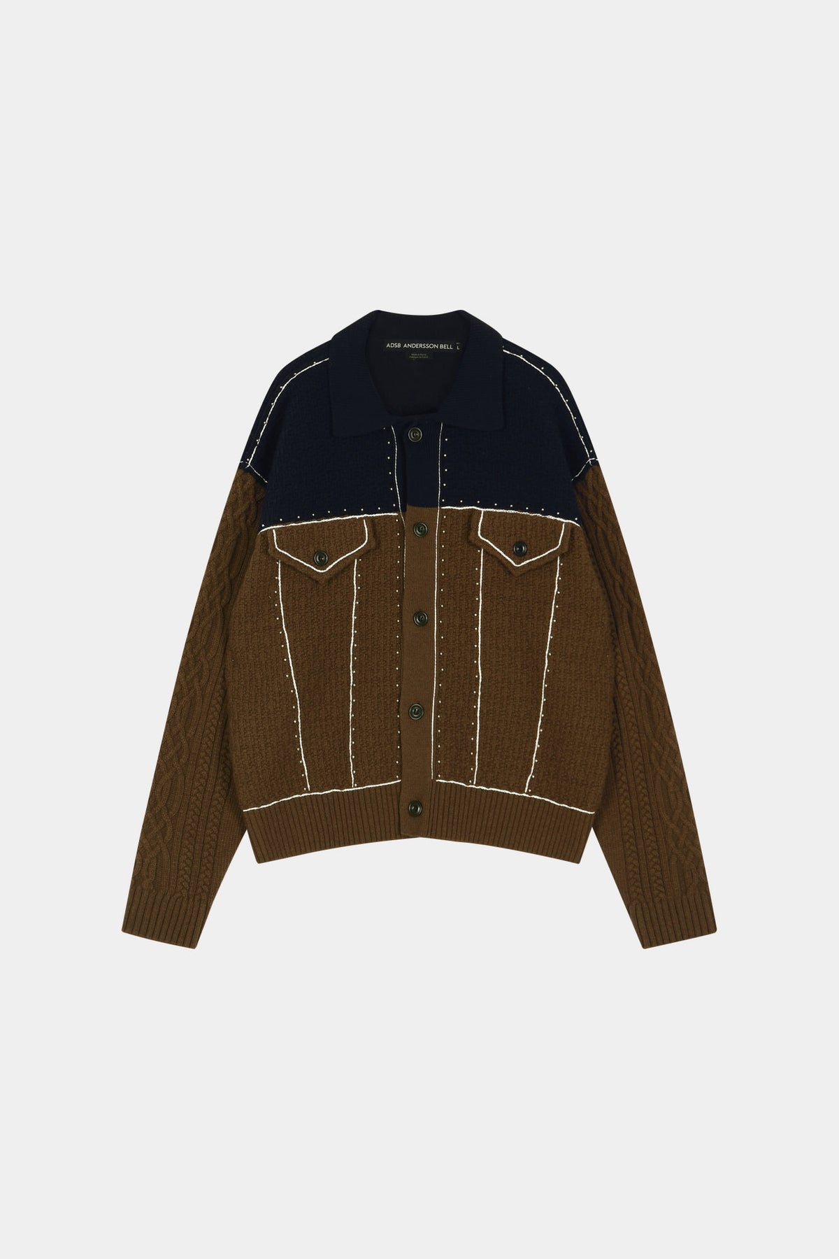 Andersson Bell - Camelon Trucker Cardigan (Brown/Navy) product image 8 | TRAB K-Fashion Australia