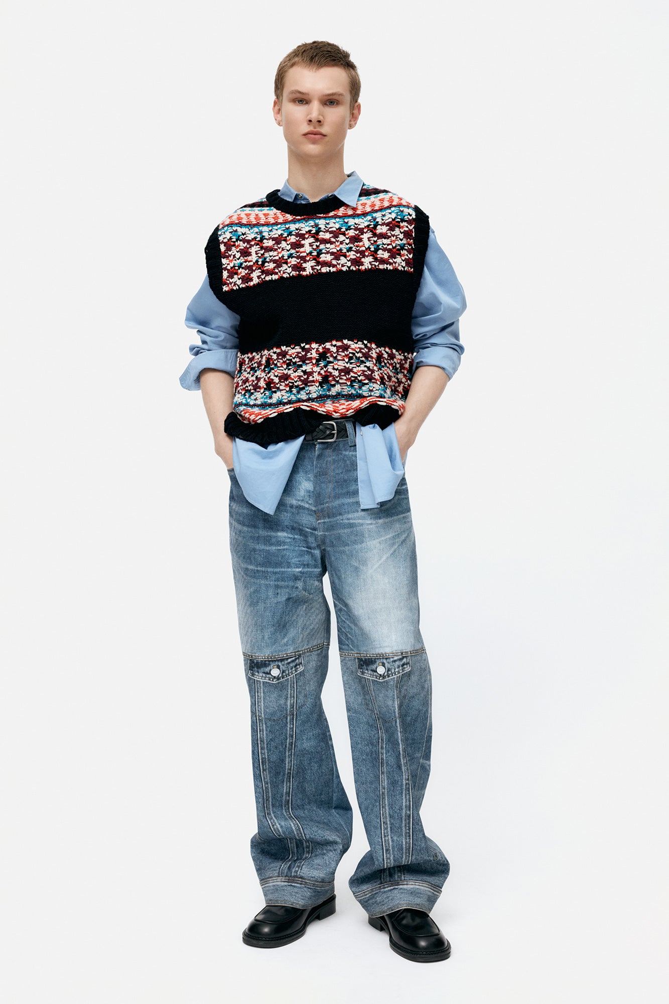 Andersson Bell - Unisex Custom-Like Printed Denim Pants (Mid Blue) product image 4 | TRAB K-Fashion Australia