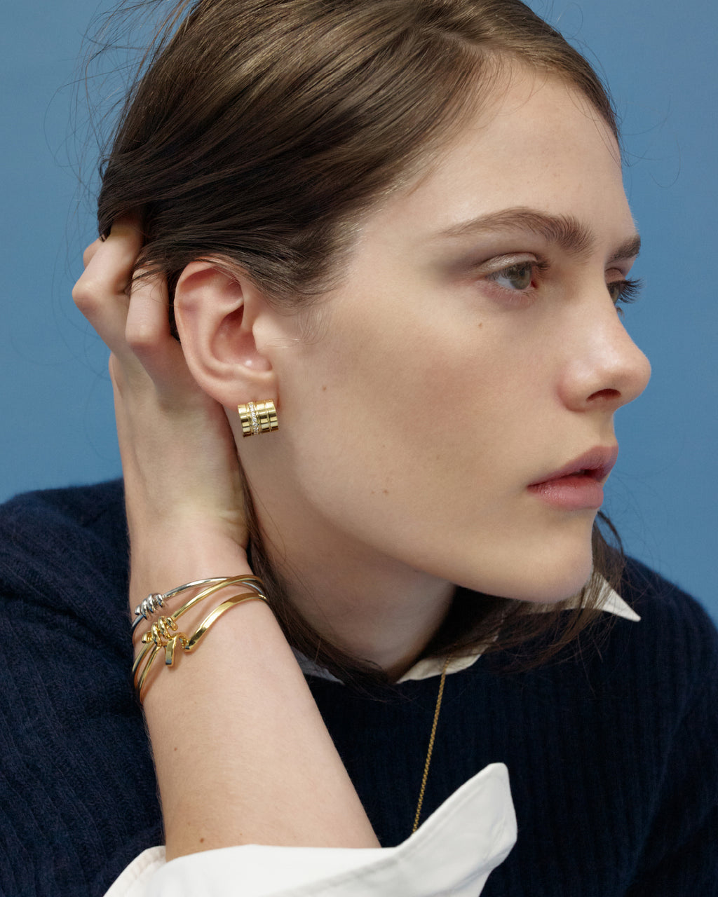 Numbering - Lined Square Pave Earrings #4114 product image 1 | TRAB K-Fashion Australia