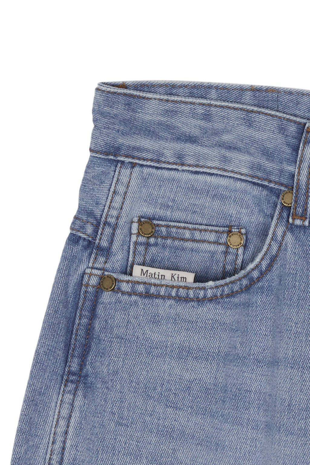 Matin Kim - Flower Printed Denim Pants (Light Blue) product image 3 | TRAB K-Fashion Australia