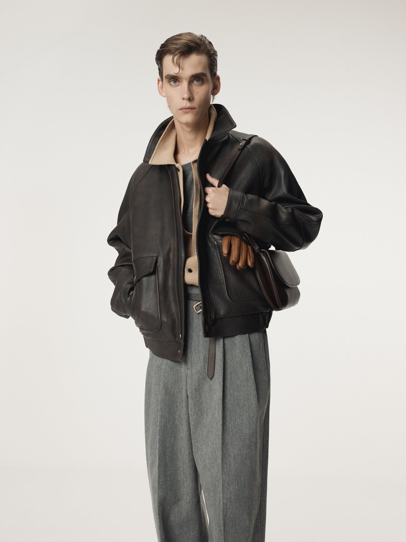 Recto - Mens Oversized Shearing Leather Jumper (Vintage Brown) product image 5 | TRAB K-Fashion Australia