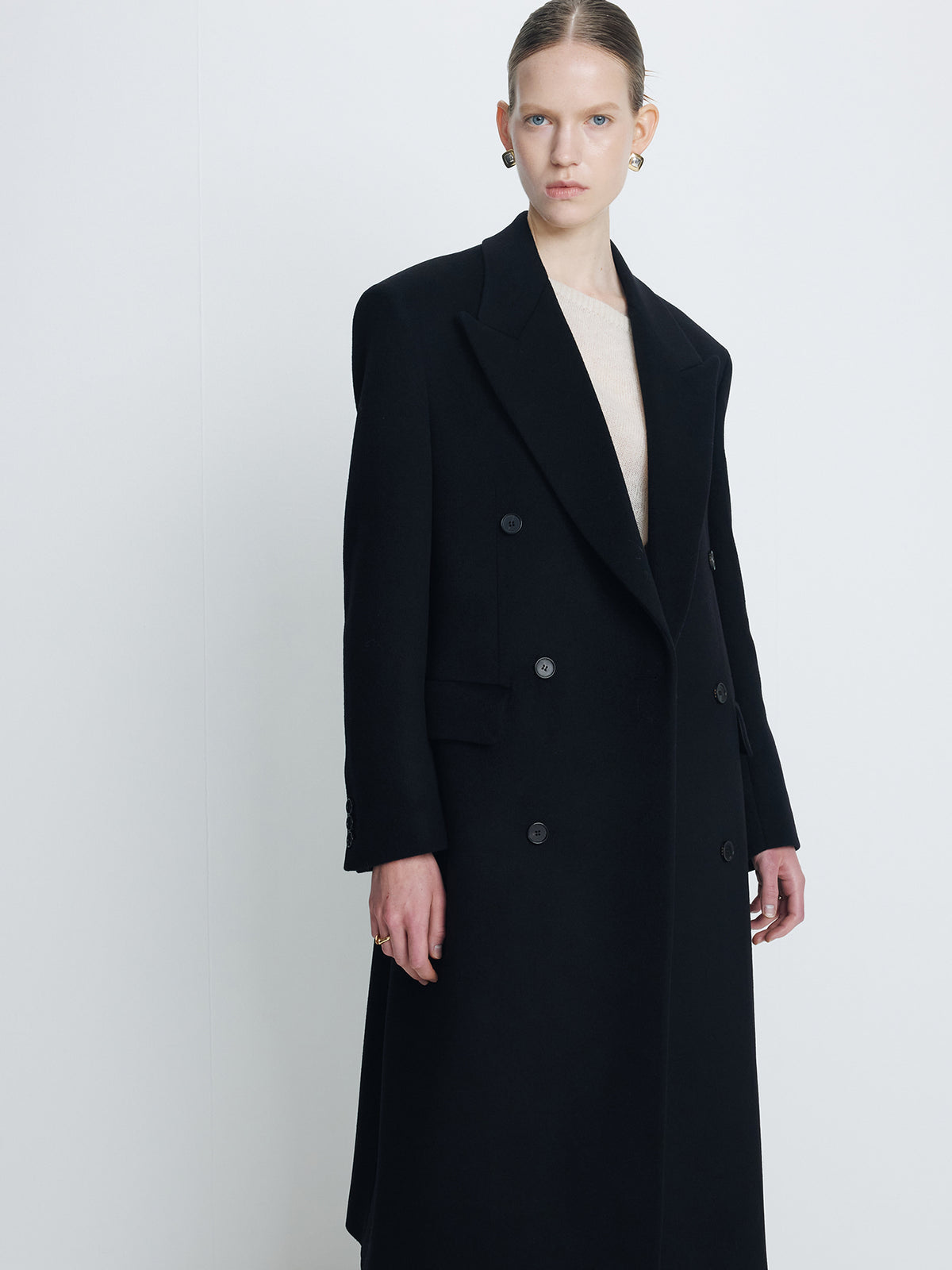 Tonywack - Wool And Cashmere Double-Breasted Coat (Black) product image 4 | TRAB K-Fashion Australia